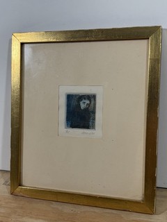 Signed Robert Ernst Marx Miniature Framed Etching Portrait Artwork