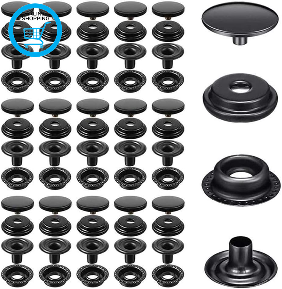 120Pcs Snap Fastener Kit,  15Mm Heavy Duty Brass Canvas Snap Button Stainless St