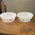VTG Federal Glass Atomic Bowls– Turquoise & Red Milk Glass–1950s Mid‑Century TR1