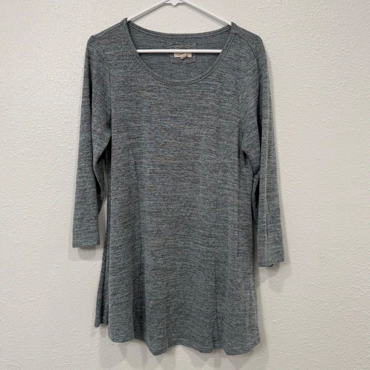 Beimuc Women's Short Sleeve Crewneck Tunic Top - Side Split Hem, Loose Fit, Beige, X-Large - View #8