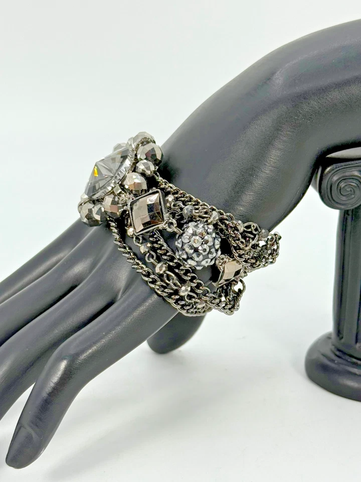 Pulsera Simply Vera Vera Wang Multi-Hebra Gris Rivoli Estrás Cristales Foto 4 de 4