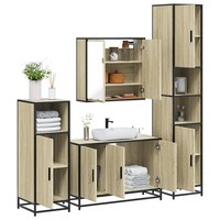 4-Teiliges BadmöBel-Set Sonoma-Eiche Nachbildung Holzwerkstoff