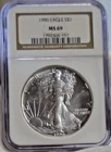 1990 US Silver Eagle $1 NGC MS69 Brown Label