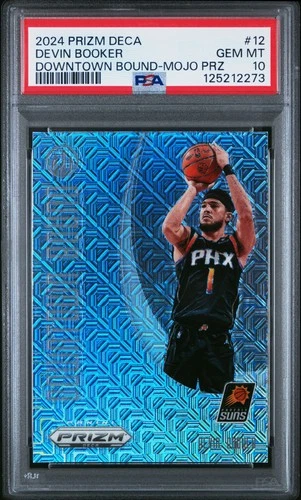 2024 PANINI PRIZM DECA DOWNTOWN BOUND MOJO PRIZM #12 DEVIN BOOKER 19/25 PSA 10
