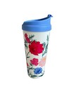 EUC KATE SPADE New York Coffee Tea Flower Floral Plastic Tumbler Travel Mug +Lid — photo 2