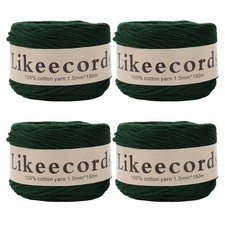 Dark Green 100 Cotton Macrame Cord 1.5mm x 656 Yards Crochet Yarn Craft