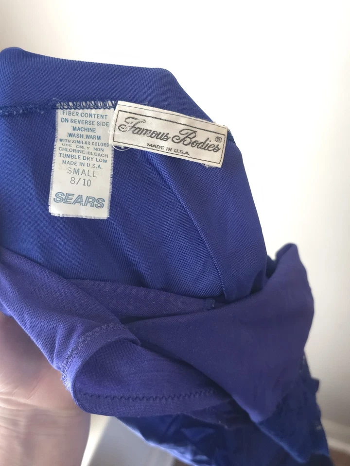 Camisón De Colección Largo Completo Nylon Talla Pequeña 8-10 Azul Con Detalle de Encaje Sears Foto 4 de 4