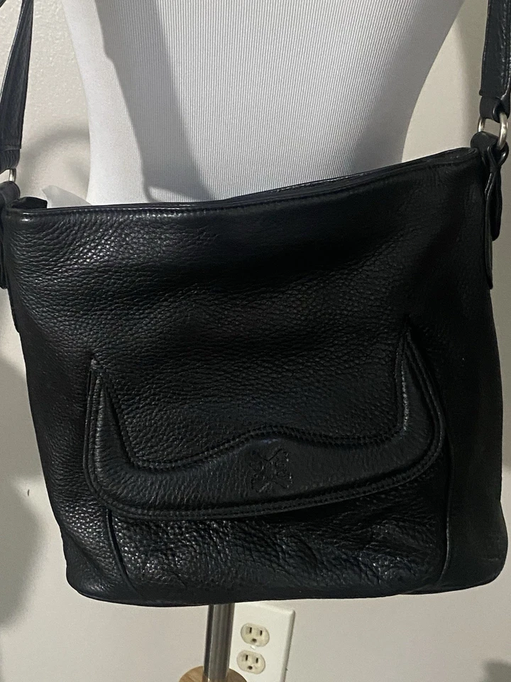 STONE MOUNTAIN NWT ($169) ADA Black Pebbled Leather Crossbody/Shoulder Bag Purse - Image 2 of 4