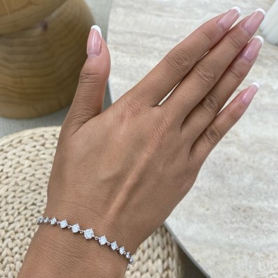 2.7ct F/VS2 Round Brilliant Cut Lab Created Diamond White Gold Charm Bracelet