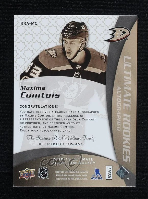 2018-19 Ultimate Collection 2008-09 Retro Rookies /175 Maxime Comtois Auto RC - Image 2 of 2