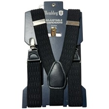 Wembley black stretch size adjustable men  s suspenders NIP sizes S-XL