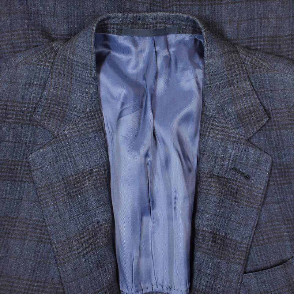 BURBERRY 100% linen Prince of Wales sport coat size 52 / L / Large jacket blazer - Photo 2/4