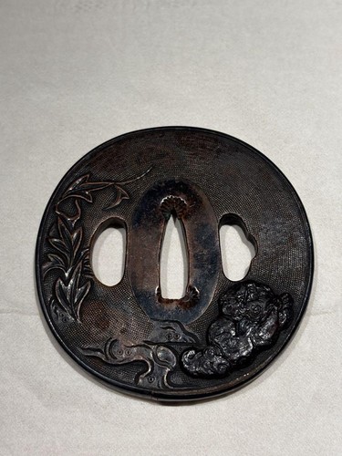 Swordfish Roe Edo Bronze Fish Roe Tsuba, Rectangular, Iwasawa Lagoon, Antique Sword ...