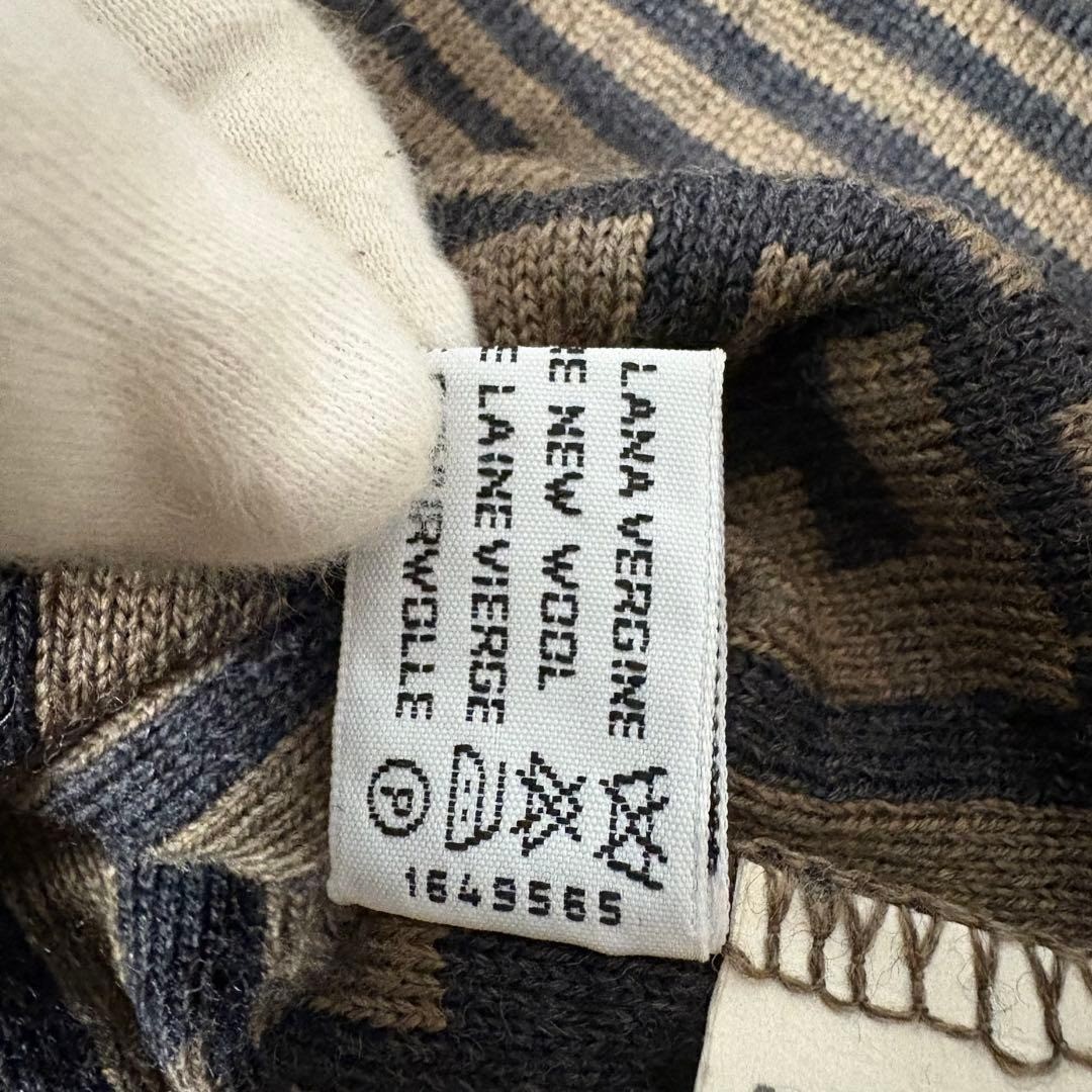 FENDI Vintage Zucca Monogram Knit Cardigan Sweater Wool Brown