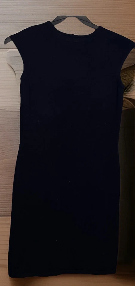 Vestido Suéter Kate Hill Italiano Lana Merino Pequeño Negro 100% Extra Fino LBD Foto 3 de 3