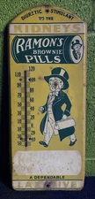 Vintage Original Dr. Ramon’s Advertising Brownie Pills Metal Thermometer 