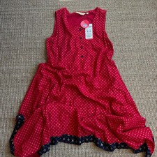 Fusion NWT Indian Ethnic Anarkali Dress Red Gold Floral/ Navy Border Size M 92cm