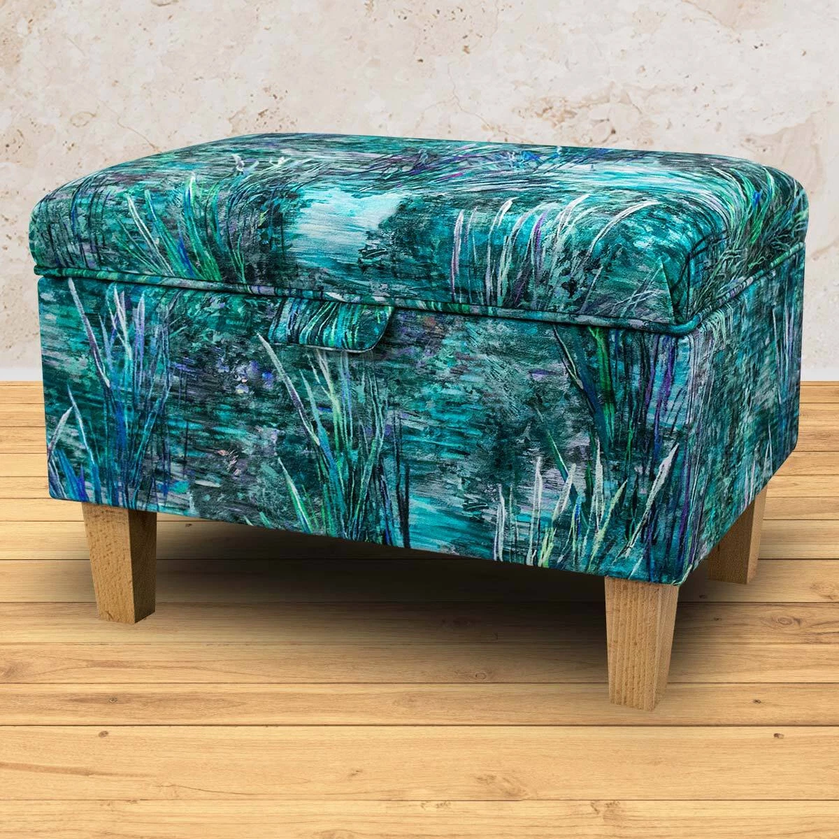 Teal velvet online footstool