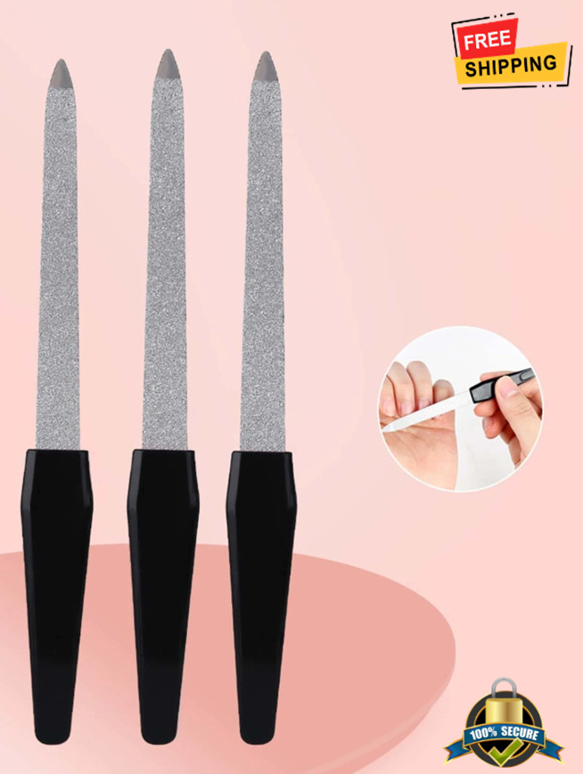3Pcs Black Nail Files - Durable Emery Boards For Smooth And Shiny Nails