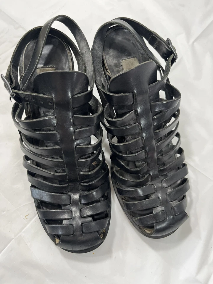 VTG MIA Leather Fishermen Sandals size 6 Black Leather Sandals Gladiator - Image 4 of 4