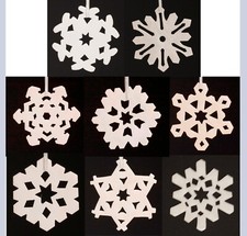 Hand Carved Snowflake Ornament G3 White MARBLE 1/8"Thick 3" to 3.5"D Set/8