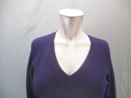 Ann Taylor Size S Womens Blue 100% Cashmere V-Neck Stretch Winter Sweater 296 - Picture 2 of 11