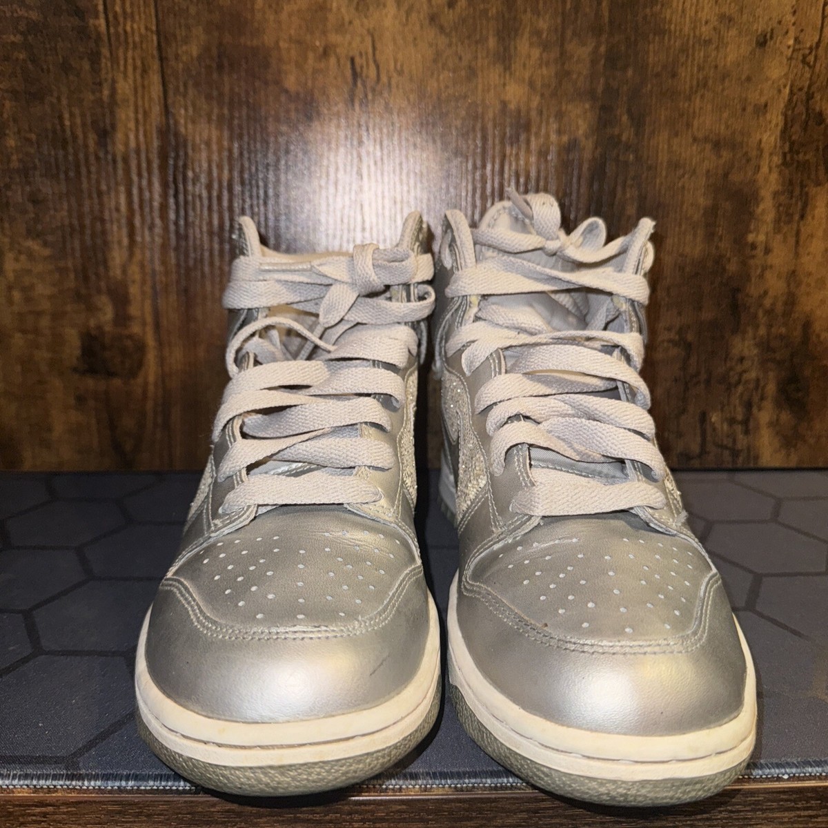Nike Dunk High Women's Sneaker Silver Metallic Sparkle