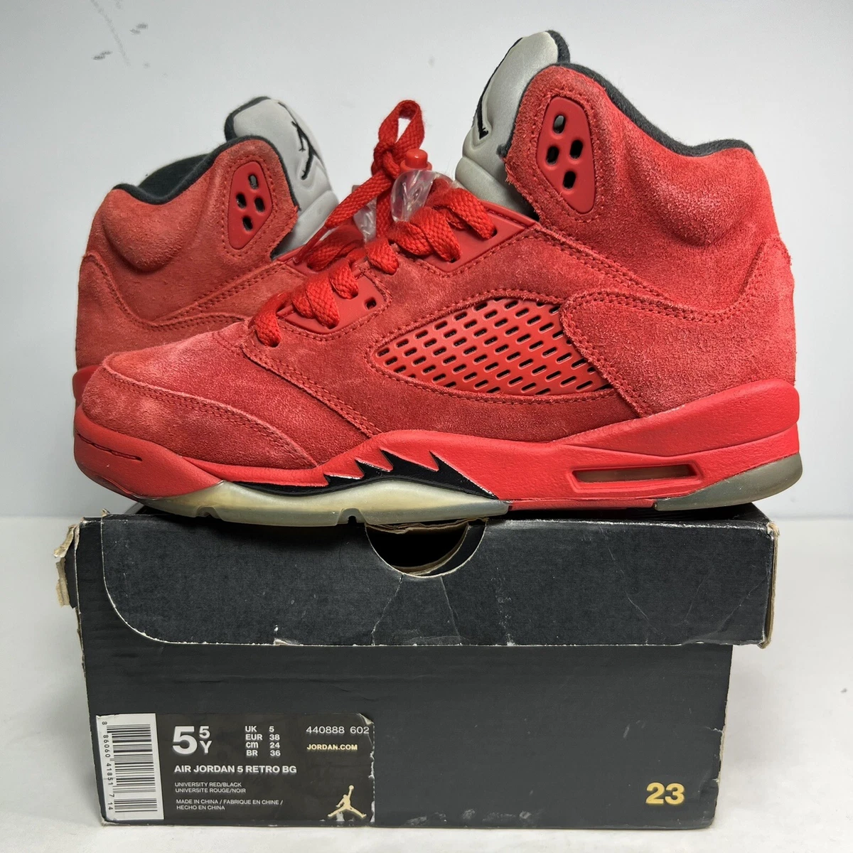 Air Jordan 5 Retro BG Red Suede 2017 Size 5.5 440888 602 | eBay