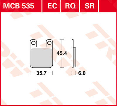 Plaquette de frein avant TRW Lucas MCB 535 EC moto Beta 260 Gara 93 organique - 2