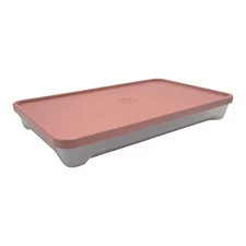 Vintage Tupperware Deli Bacon Hot Dog Keeper Storage Tray #1292 Pink Seal
