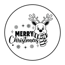 MERRY CHRISTMAS REINDEER ENVELOPE SEALS LABELS STICKERS 1.5" ROUND FAVORS 30 