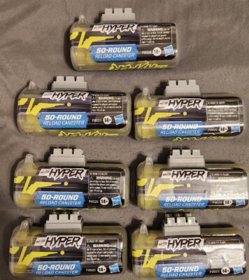 Nerf Hyper 50-Round Refill Easy ReLoad Canister LOT OF 7 (350 Total Rounds)
