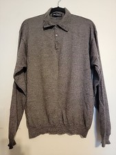 Brandini Made In Italy Stretch Henley Sweater 100 Wool Brown Classic Dad 70