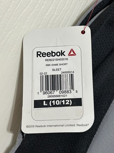 NWT Reebok size L 10 12 grey training game athletic shorts boys - Picture 6 of 6