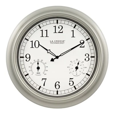 WT-3181PL-Q La Crosse Technology 18" In/Out Quartz Analog Wall Clock - Open Box