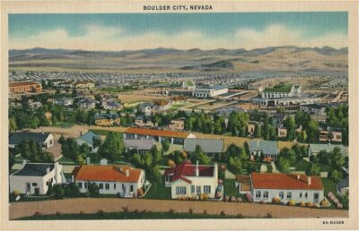Old Postcard - Aerial View of Bolder City Nevada