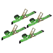 4 Pack 4" x30' Ratchet Strap w/Flat Hook Flatbed Truck Trailer Farm Tie Down