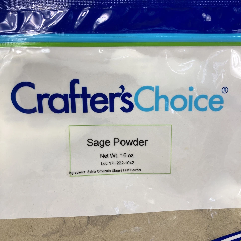 Crafter's Choice Sage Powder 16 Ounces Sealed Bag Soap Making Salvia Officinalis - Image 2 of 4