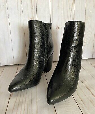 NEW Sugar Boots Womens Everett Side Zip Pointed Bootie Black Faux  Leather