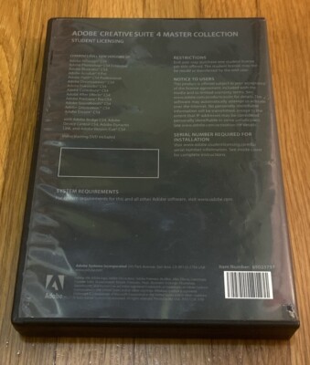 ADOBE CS4 CREATIVE SUITE 4 MASTER COLLECTION DVD Windows (Student