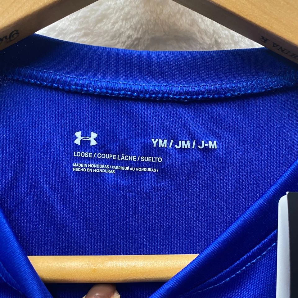 Under Armour Big Logo Loose T-Shirt Boys Medium YM Blue UA Tech Crew Neck Sports - Image 2 of 4