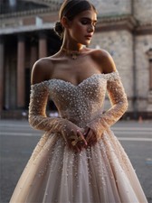 Charming Off-The-Shoulder Bridal Dress Elegant A-Line Wedding Dress Floor-length