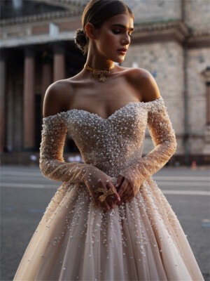 Charming Off-The-Shoulder Bridal Dress Elegant A-Line Wedding Dress  Floor-length | eBay