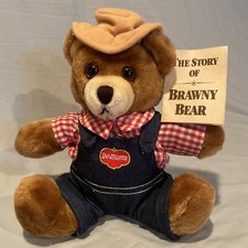 Del Monte Brawny Teddy Bear Plush Sitting 9" Vintage 1985 R. Dakin  Co.