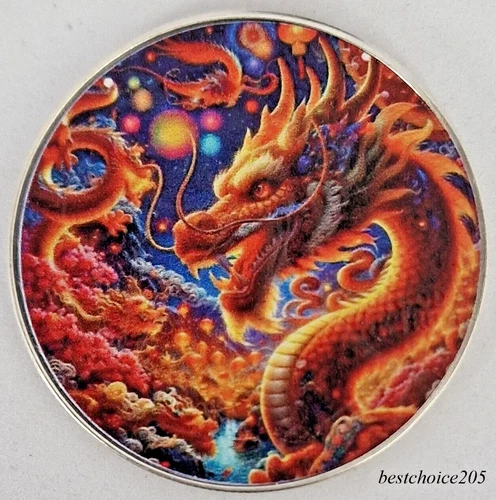 Silver Coin: 2024 American Eagle "Dragon of Power" Color - 1 oz Fine Silver.