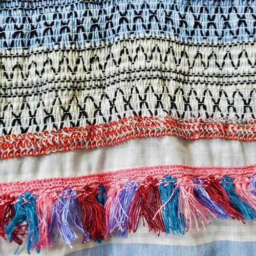 ✩Lovely *ZARA* Embroidered Cotton Linen Striped Tassel Sleeveless Midi Dress S✩ - Picture 5 of 11