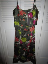 NWT $128 BANANA REPUBLIC WOMENS SLEEVELESS KNEE LENGTH DRESS GREEN FLORAL SZ 0