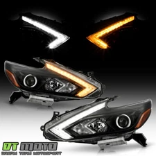 For 2016-2018 Nissan Altima Halogen w/LED DRL SwitchBack Signal Headlights Black
