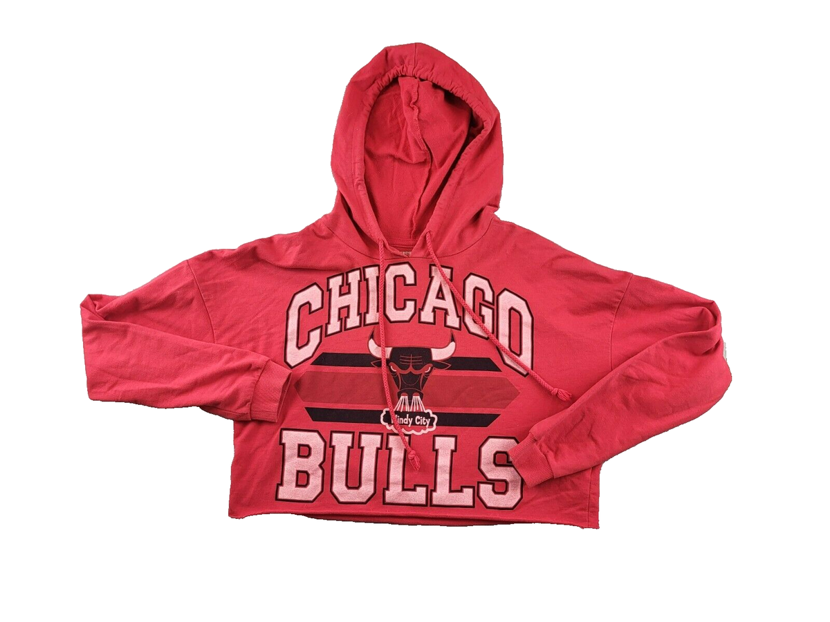 Chicago Bulls Womens Hardwood Classics Oversized Cropped Hoodie