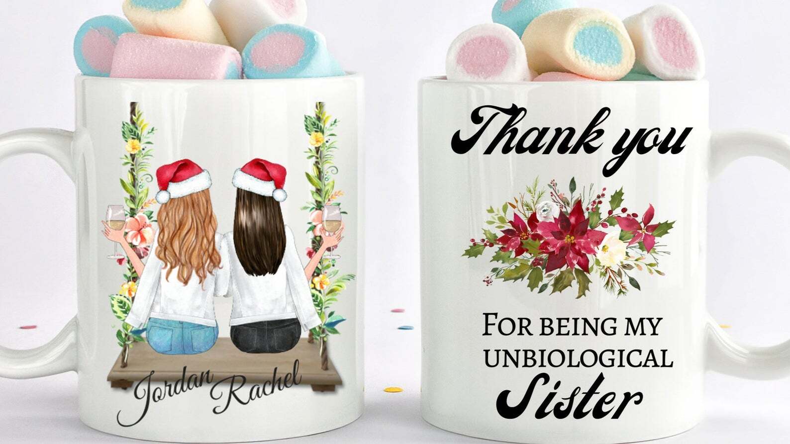 Thank You For Being My Unbiological Sister Coffee Mug Christmas Best Friend Gift